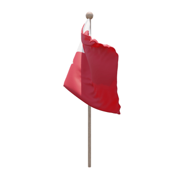 Bahrain 3d illustration flag on pole. Wood flagpole png