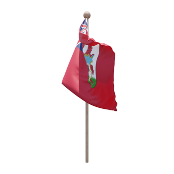 Bermuda 3d illustration flag on pole. Wood flagpole png