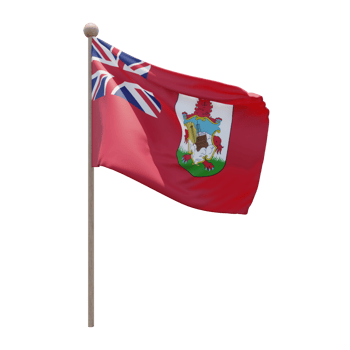 Bermuda 3d illustration flag on pole. Wood flagpole png