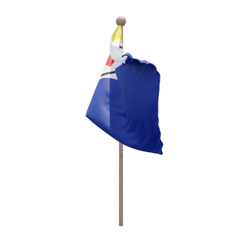 Bonaire 3d illustration flag on pole. Wood flagpole png