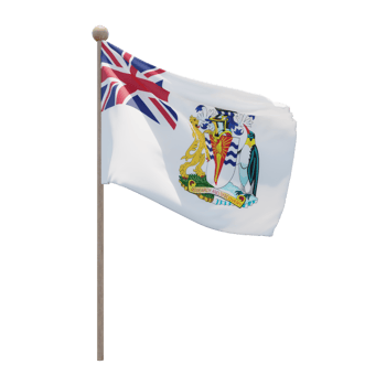 British Antarctic Territory 3d illustration flag on pole. Wood flagpole png