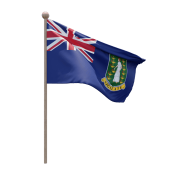 British Virgin Islands 3d illustration flag on pole. Wood flagpole png