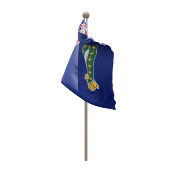 British Virgin Islands 3d illustration flag on pole. Wood flagpole png