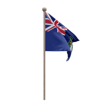 British Virgin Islands 3d illustration flag on pole. Wood flagpole png