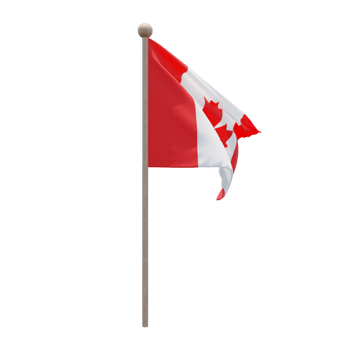 Canada 3d illustration flag on pole. Wood flagpole png