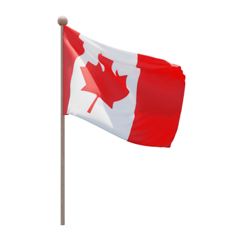 Canada 3d illustration flag on pole. Wood flagpole png