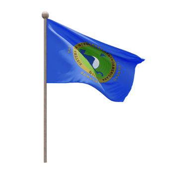 Central American Integration System 3d illustration flag on pole. Wood flagpole png