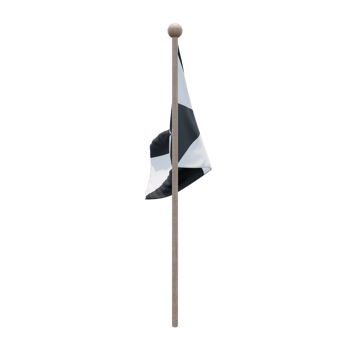 Ceuta 3d illustration flag on pole. Wood flagpole png