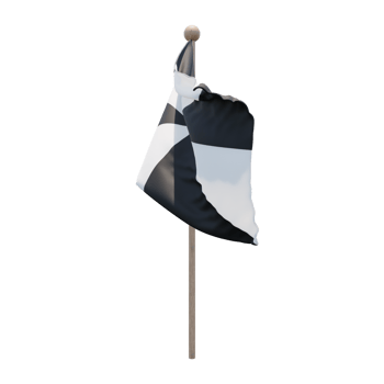 Ceuta 3d illustration flag on pole. Wood flagpole png