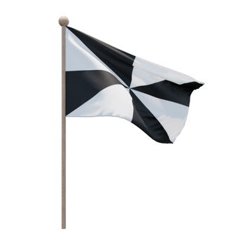 Ceuta 3d illustration flag on pole. Wood flagpole png