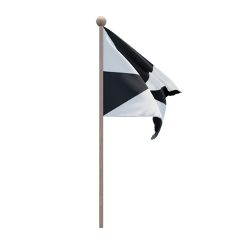 Ceuta 3d illustration flag on pole. Wood flagpole png