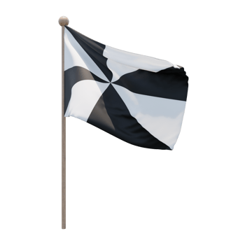 Ceuta 3d illustration flag on pole. Wood flagpole png