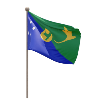 Christmas Island 3d illustration flag on pole. Wood flagpole png