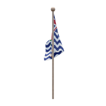 Commissioner of British Indian Ocean Territory 3d illustration flag on pole. Wood flagpole png