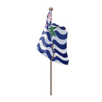 Commissioner of British Indian Ocean Territory 3d illustration flag on pole. Wood flagpole png