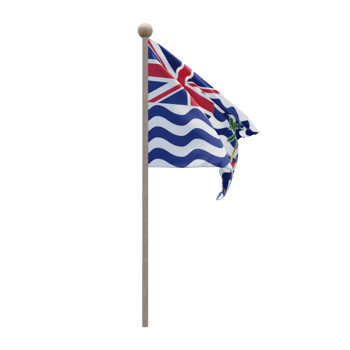 Commissioner of British Indian Ocean Territory 3d illustration flag on pole. Wood flagpole png