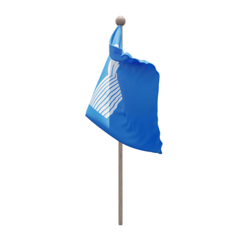 Commonwealth of Independent States 3d illustration flag on pole. Wood flagpole png