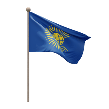 Commonwealth of Nations 3d illustration flag on pole. Wood flagpole png