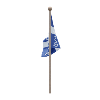 Drapeau Aux Serpents De La Martinique 3d illustration flag on pole. Wood flagpole png