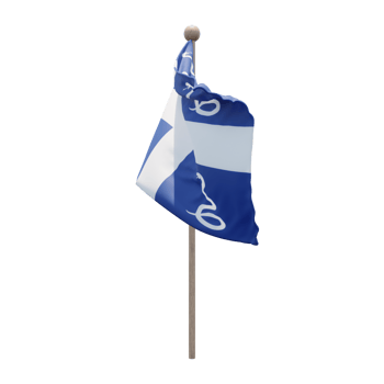 Drapeau Aux Serpents De La Martinique 3d illustration flag on pole. Wood flagpole png