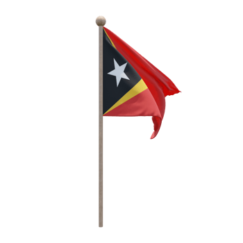 East Timor 3d illustration flag on pole. Wood flagpole png