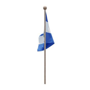 El Salvador 3d illustration flag on pole. Wood flagpole png