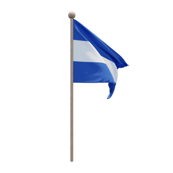 El Salvador 3d illustration flag on pole. Wood flagpole png