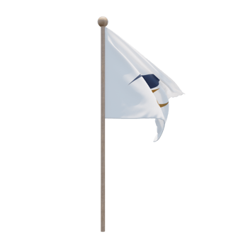 Eurasian Economic Union 3d illustration flag on pole. Wood flagpole png