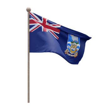 Falkland Islands 3d illustration flag on pole. Wood flagpole png