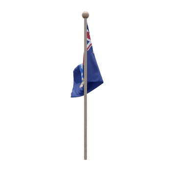 Falkland Islands 3d illustration flag on pole. Wood flagpole png