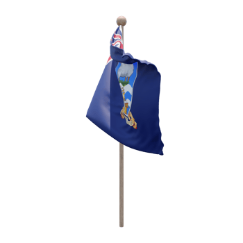 Falkland Islands 3d illustration flag on pole. Wood flagpole png