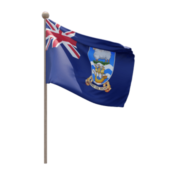 Falkland Islands 3d illustration flag on pole. Wood flagpole png