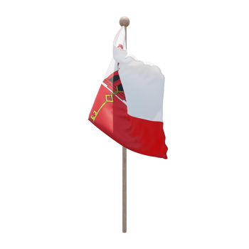 Gibraltar 3d illustration flag on pole. Wood flagpole png