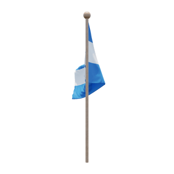 Honduras 3d illustration flag on pole. Wood flagpole png