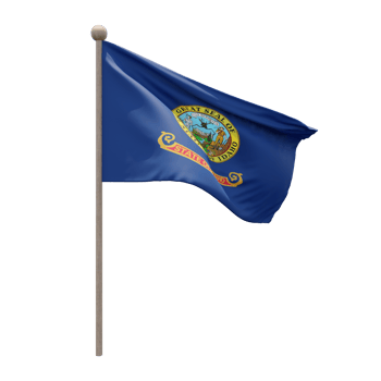 Idaho 3d illustration flag on pole. Wood flagpole png