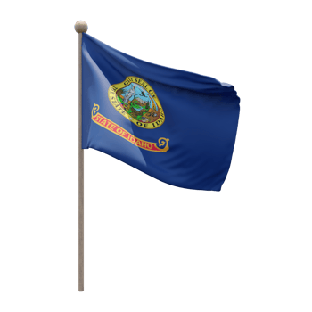 Idaho 3d illustration flag on pole. Wood flagpole png
