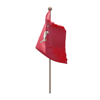 Isle of Mann 3d illustration flag on pole. Wood flagpole png
