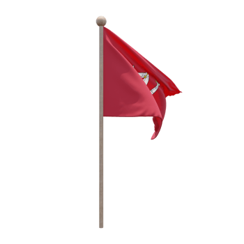 Isle of Mann 3d illustration flag on pole. Wood flagpole png