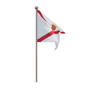 Jersey 3d illustration flag on pole. Wood flagpole png