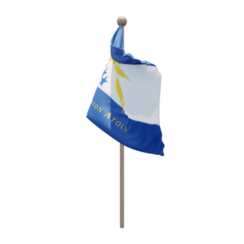 Johnston Atoll 3d illustration flag on pole. Wood flagpole png