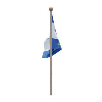 Johnston Atoll 3d illustration flag on pole. Wood flagpole png
