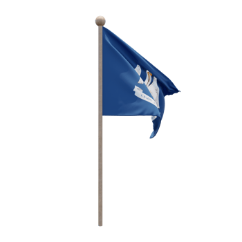 Louisiana 3d illustration flag on pole. Wood flagpole png