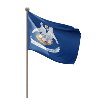 Louisiana 3d illustration flag on pole. Wood flagpole png