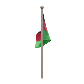 Malawi 3d illustration flag on pole. Wood flagpole png