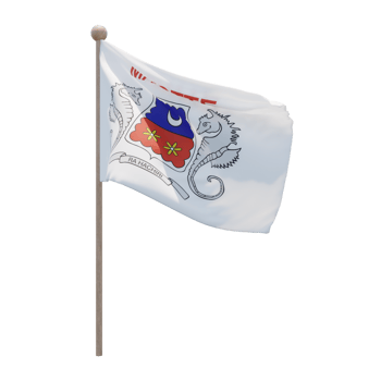 Mayotte 3d illustration flag on pole. Wood flagpole png