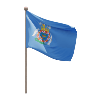 Melilla 3d illustration flag on pole. Wood flagpole png