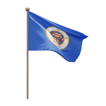 Minnesota 3d illustration flag on pole. Wood flagpole png