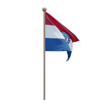 Missouri 3d illustration flag on pole. Wood flagpole png