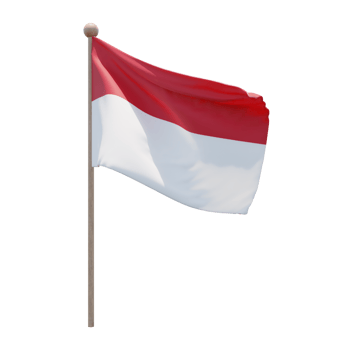 Monaco 3d illustration flag on pole. Wood flagpole png