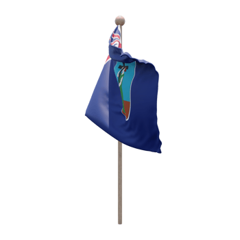 Montserrat 3d illustration flag on pole. Wood flagpole png